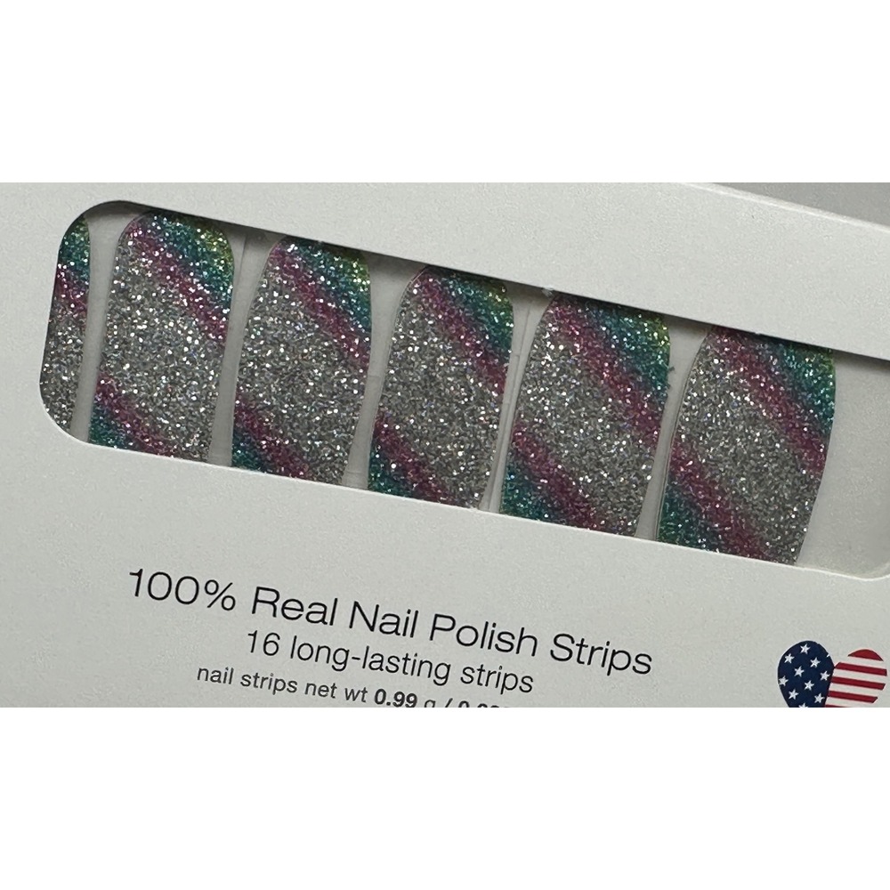 Color Street Nail Polish Strips Women OS METAstrong Rainbow Silver Glitter New